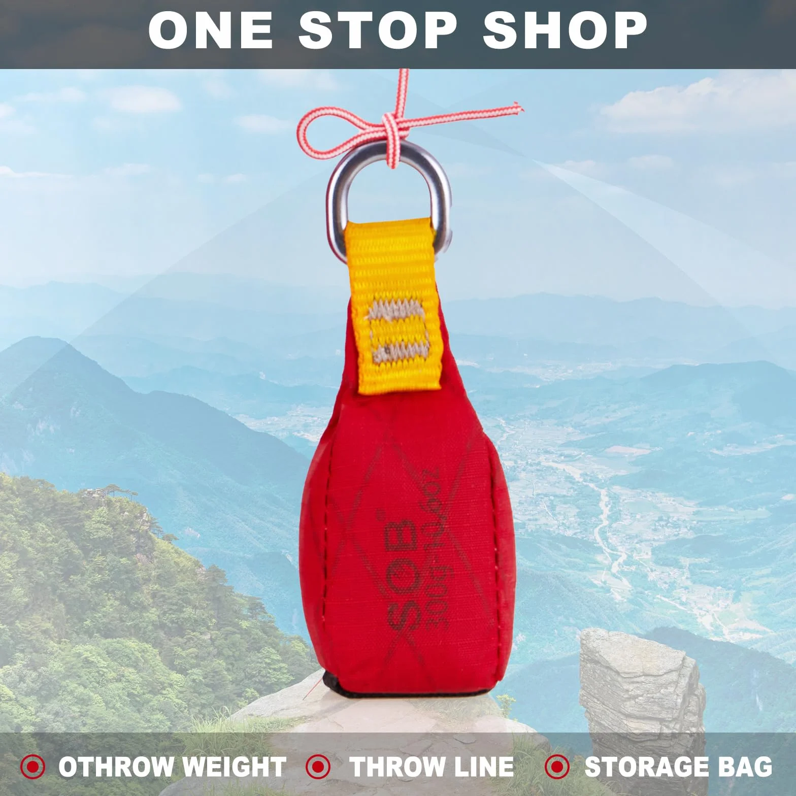 SOB Outdoor Sac de Lancer Poids pour Arboristes et Escalade - Lot de 2 avec Anneau en D, Pochette Polyvalente pour Rochers et Arbres (Sandbag d’Escalade)