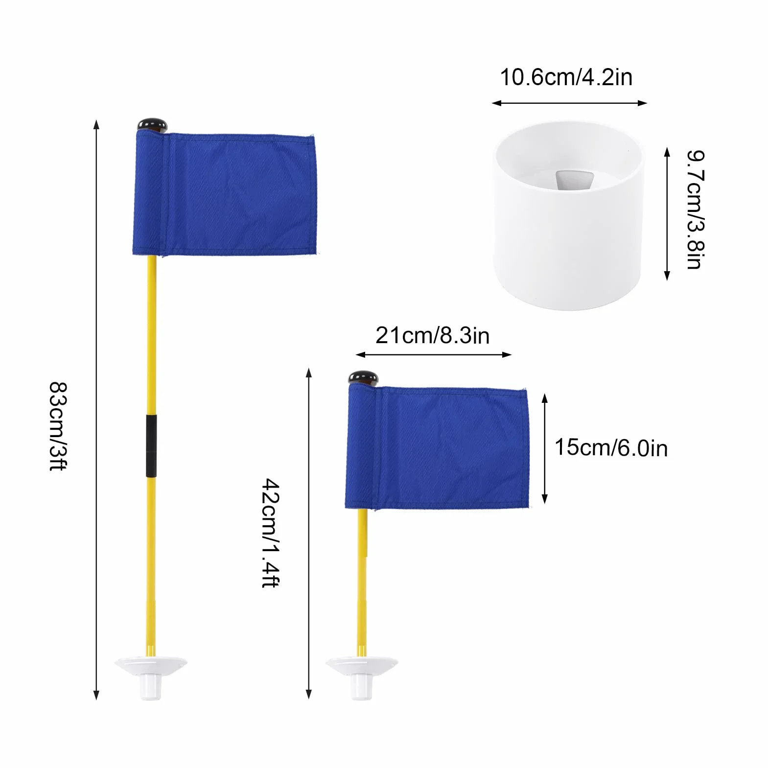 HERCHR Mini-Drapeaux De Golf, Ensemble De Tasses à Trou De Drapeau, épingle De Golf, Conception Portable à 2 Sections, Ensemble De Bâtons De Golf Verts