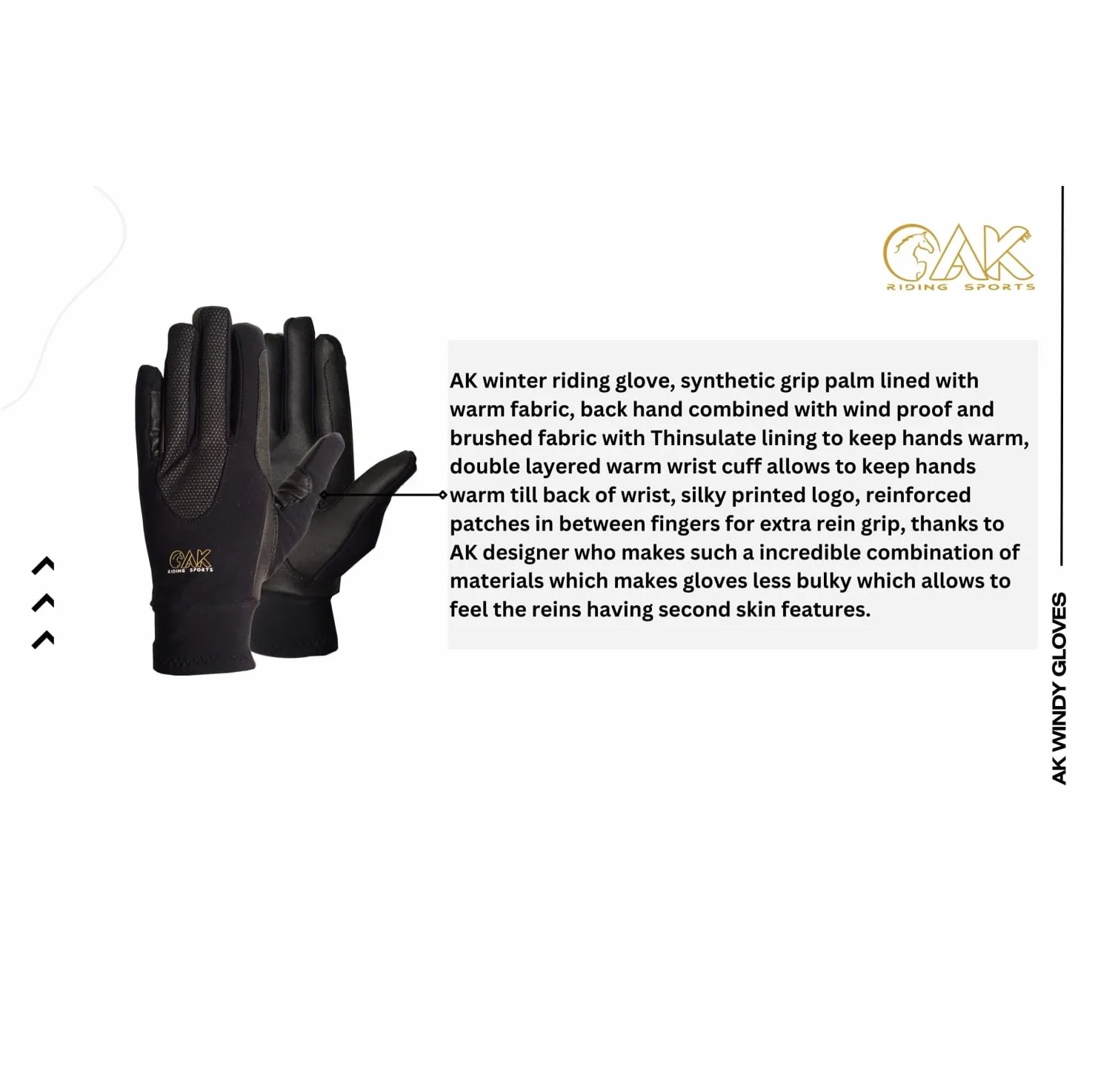 AK Gants d'équitation d'hiver Chauds et Confortables Windy Gants d'hiver Unisexe AKRS-6624