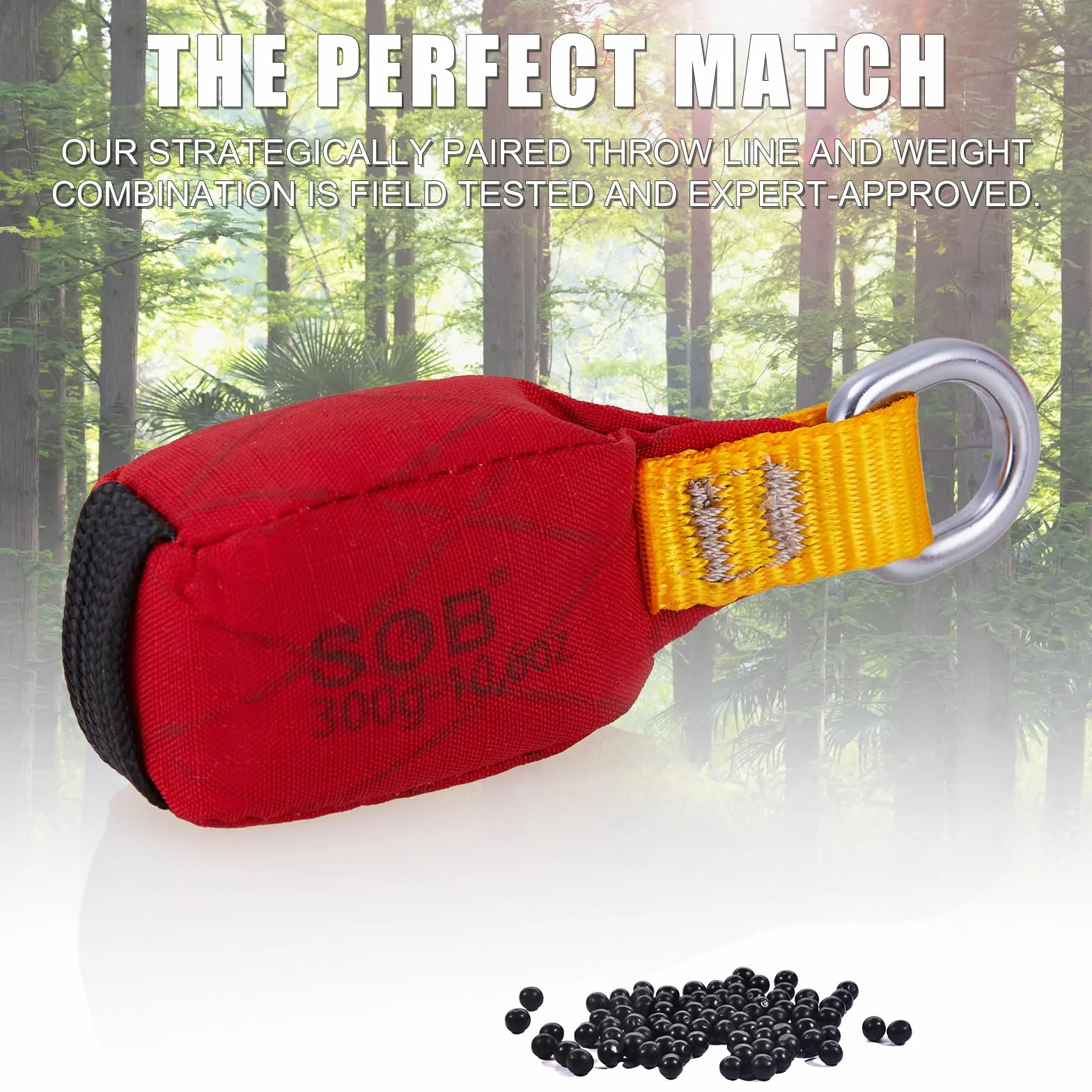 SOB Outdoor Sac de Lancer Poids pour Arboristes et Escalade - Lot de 2 avec Anneau en D, Pochette Polyvalente pour Rochers et Arbres (Sandbag d’Escalade)