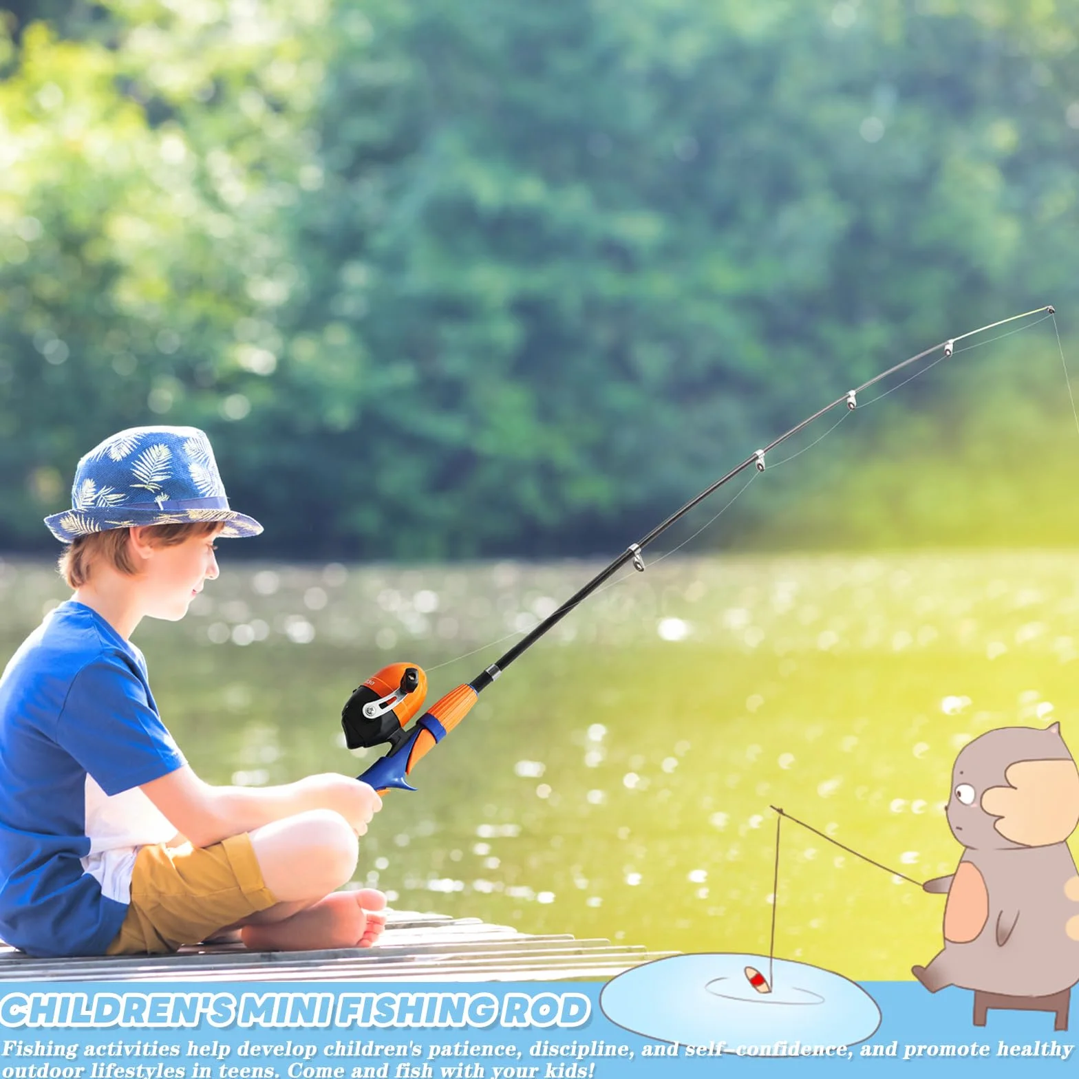 Canne a Peche, Canne a Peche Telescopique + Moulinet de Pêche, Mini Canne a Peche Enfant, Ensemble de Leurres de Pêche et Accessoires pour Voyage, avec Sac pour Matériel de Pêche