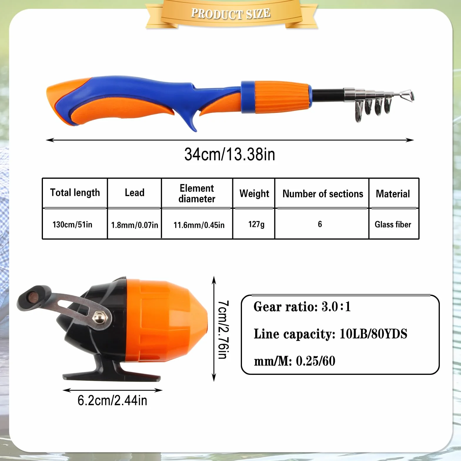 Canne a Peche, Canne a Peche Telescopique + Moulinet de Pêche, Mini Canne a Peche Enfant, Ensemble de Leurres de Pêche et Accessoires pour Voyage, avec Sac pour Matériel de Pêche