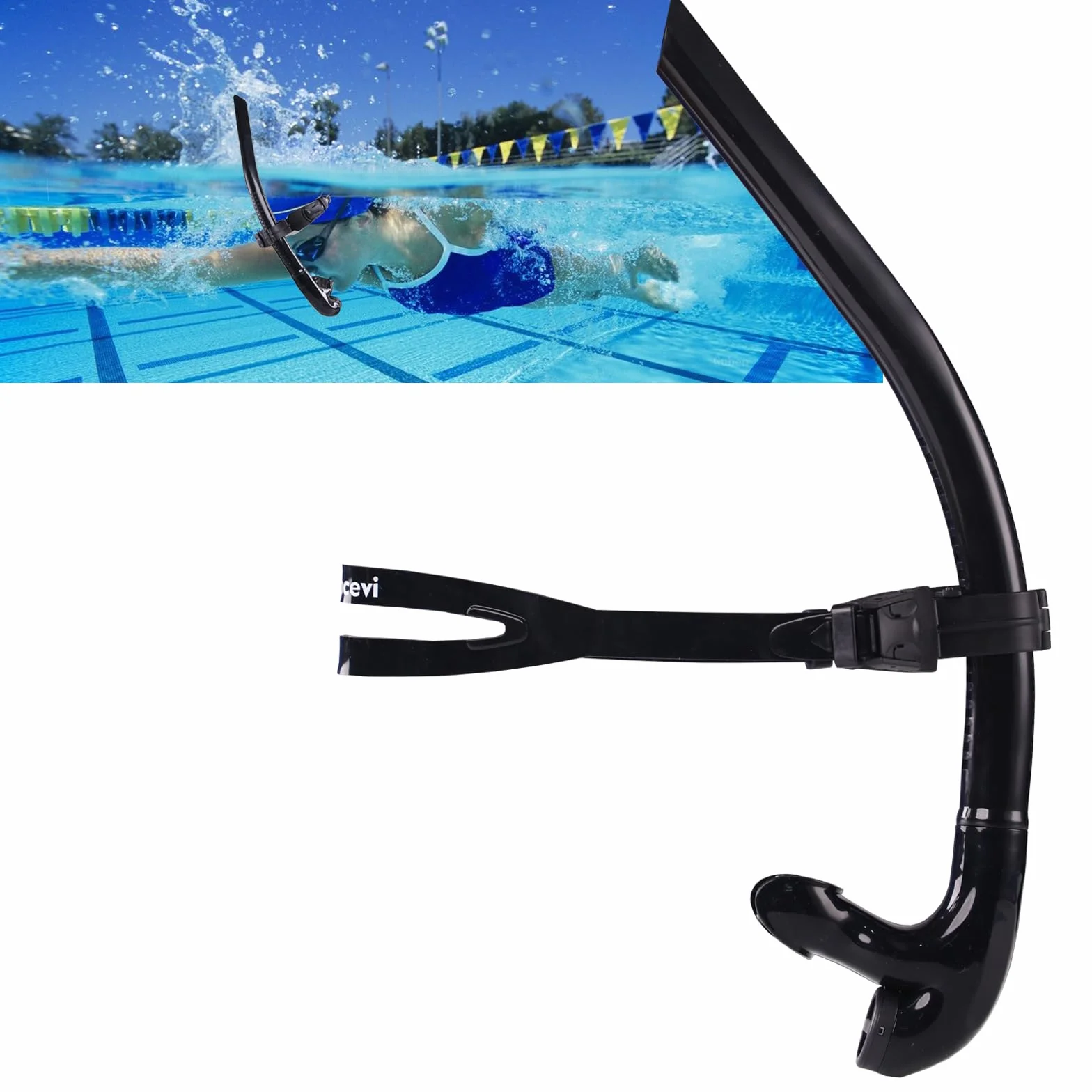 Frontal Tuba de Natation, Adulte Tubas de plongée avec soupape Snorkelling- Montage Central Confortable en Silicone - Valve de Purge à Sens Unique